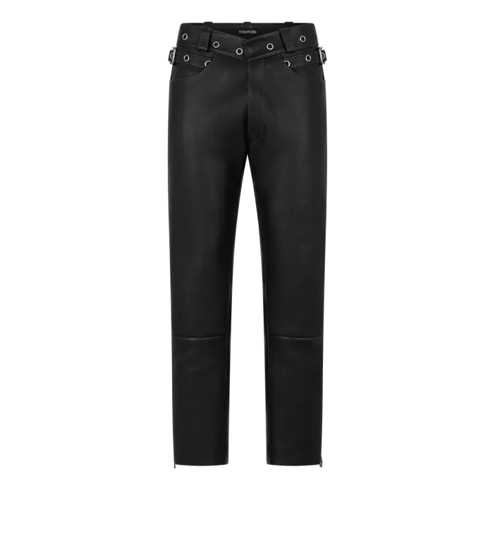 GRAIN LEATHER BIKER PANT BLACK online